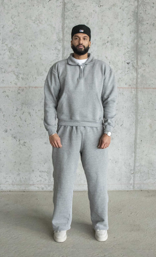 MWW WEAR - COLLARED ZIP CREW - CONCRETE GREY